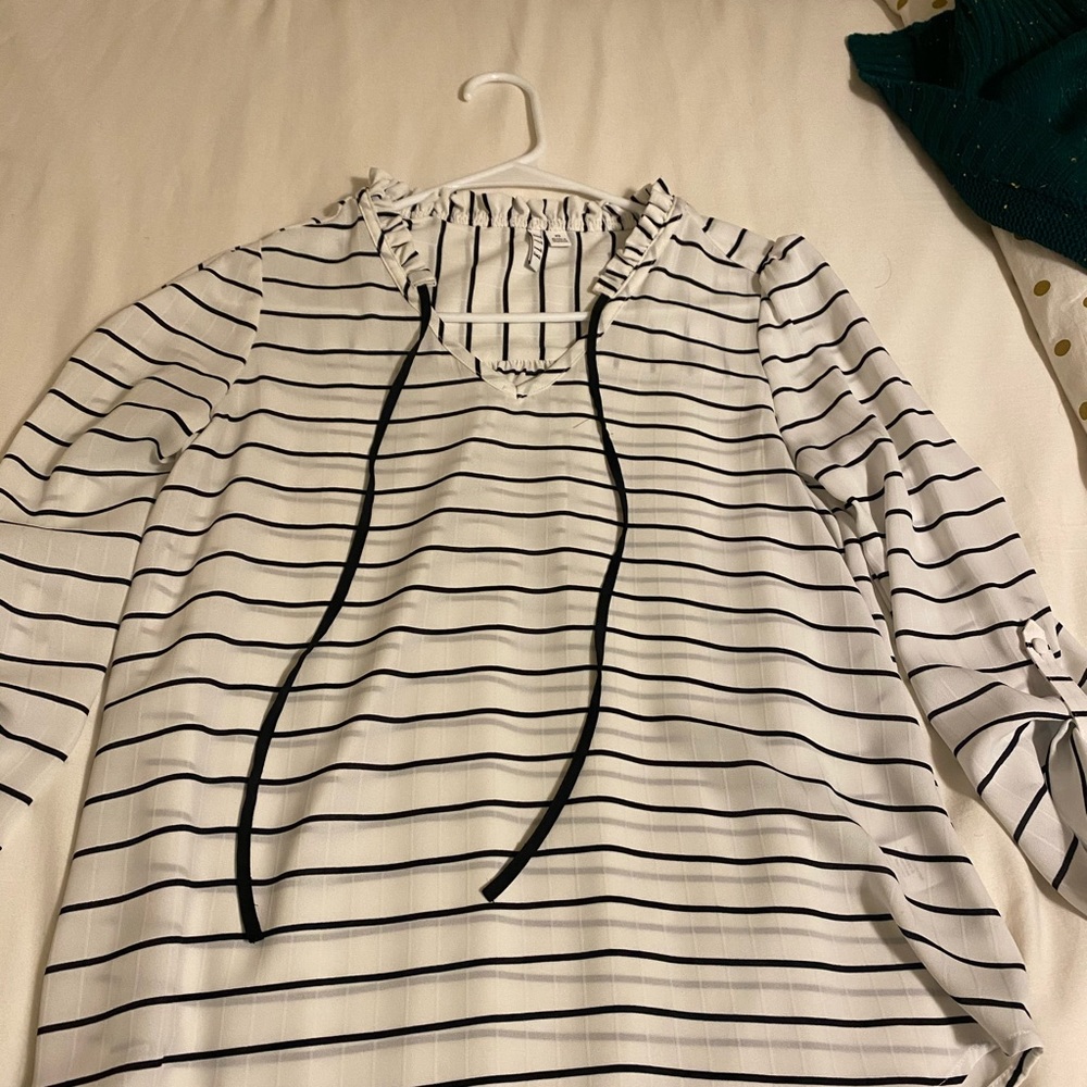 Black and white stripped blouse